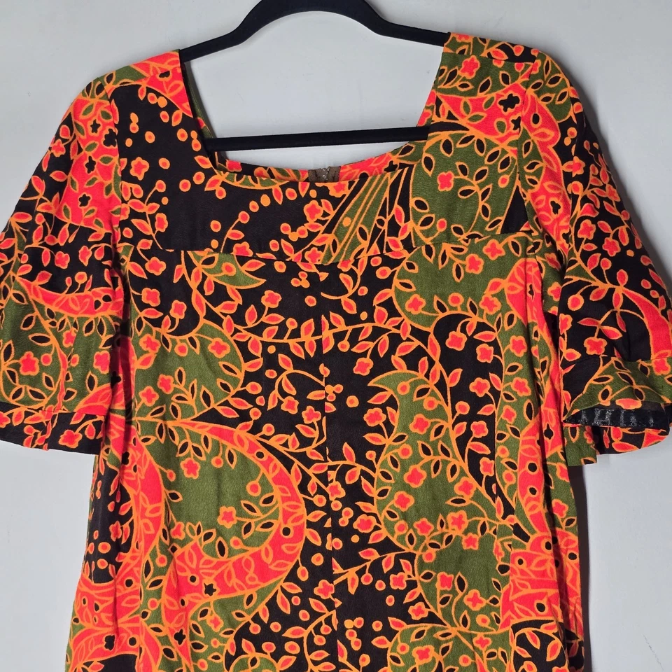 Винтажный 70-х гавайский Tog макси платье женщин размер 4 психоделический цветочный богемное фестиваль - Изображение 2 из 4