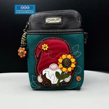 GNOME SUNFLOWER CELLPHONE CROSSBODY PURSE TURQUOISE CHALA
