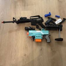 Toy Blasters + Nerf Elite Attachments LOT — FOR PARTS ONLY