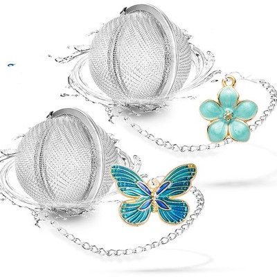 Set of 2 Tea Infuser for Loose Leaf Tea with Butterfly and Flower Charms - St...