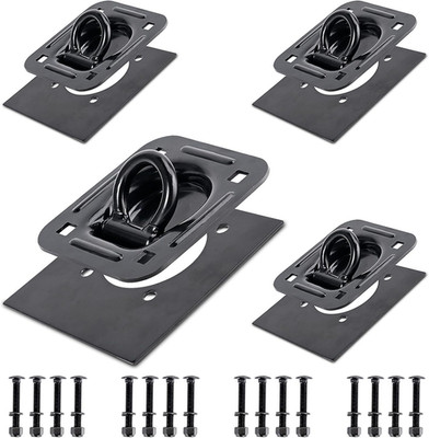 Black 4-Pack Recessed Tie Down D-Rings 6,000 lb Capacity for Flatbed Trailers