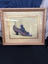 Fiona Saunders 19th Century “Fashionable Footwear” purple flower Painted Print 