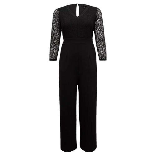 Womens Plus Size Mauve Pink Jumpsuit 2X Lace Accent Swiss Dot