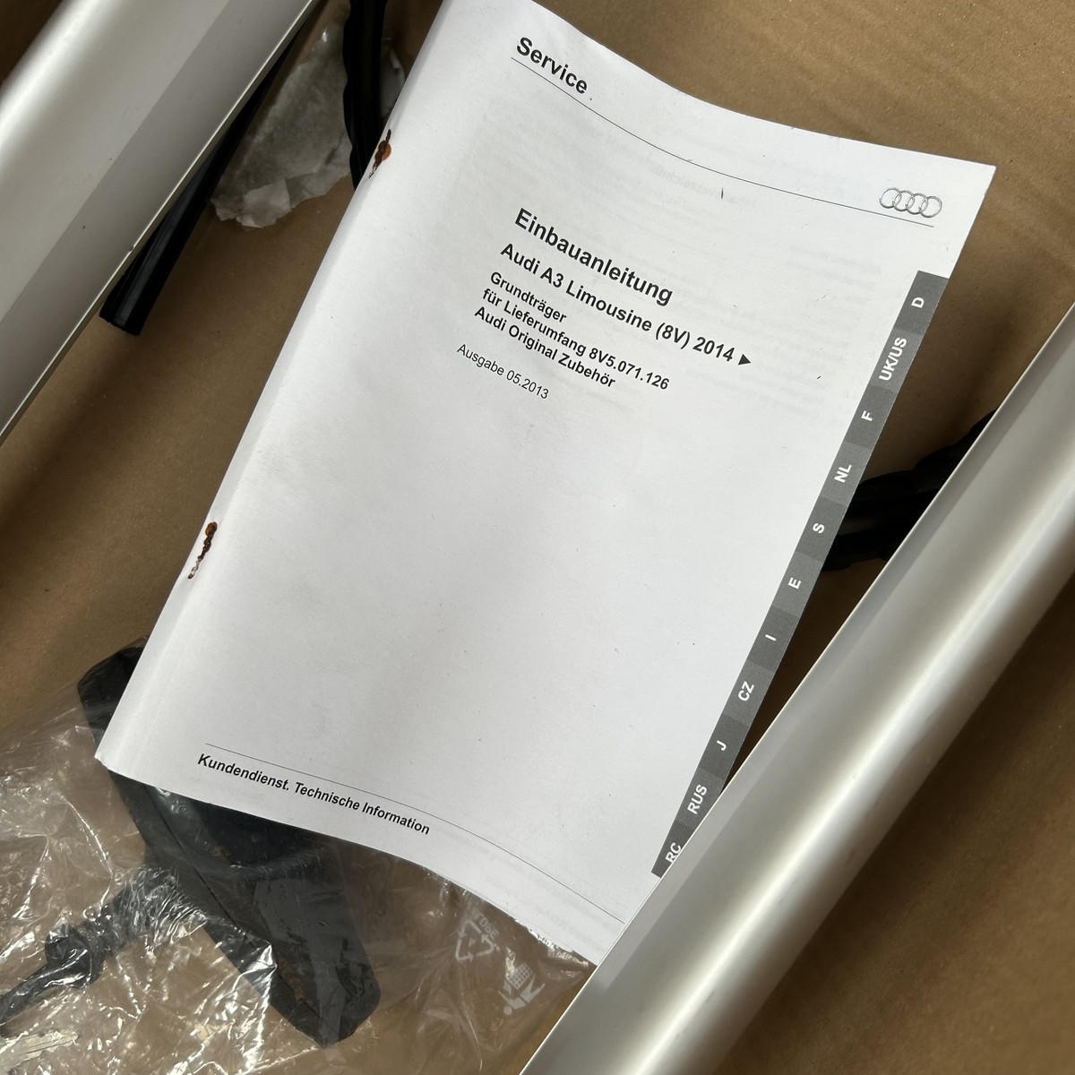 Audi Genuine A3 Saloon 2013 Roof Bars – 8V5071126 for sale online - Main Image