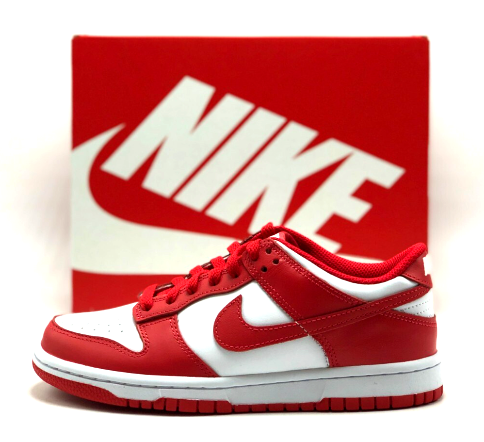 シューズ(男性用) Nike Dunk Low \"White and University Red\" Nike Dunk Low Retro Championship Red White Shoes Men DD1391