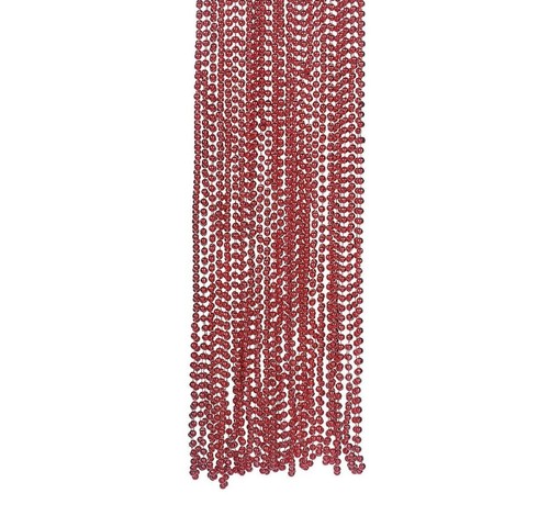 720 Mardi Gras Red Metallic Bead Necklaces - 48 necklaces per bag - 15 bags pbox - Picture 4 of 4