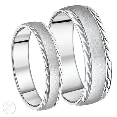 His & Hers Ring 5 & 7 mm Palladium Diamantschliff matt & poliert