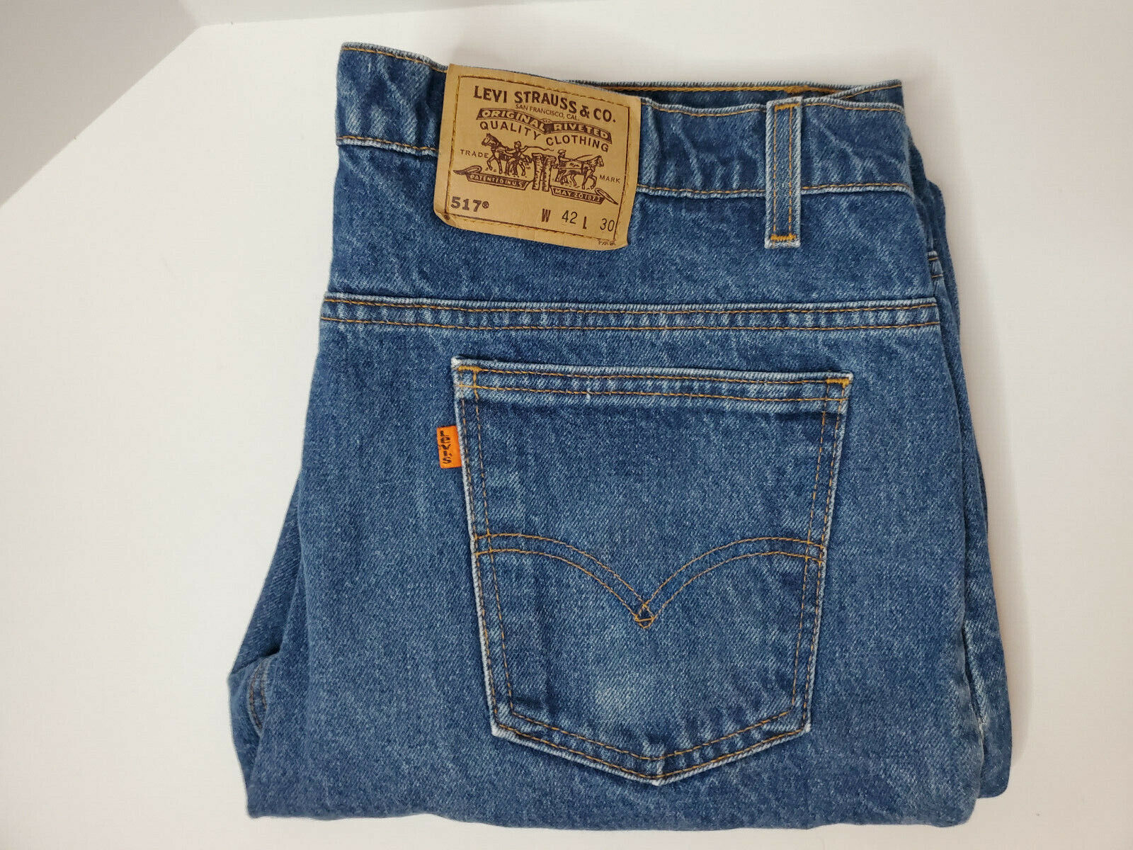 Vintage Levis 517 Orange Tab Bootcut Jeans 42 x 30 Fit 41 x 30 Made in USA