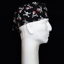 Pirates Skull on Black Theme Scrub Hat