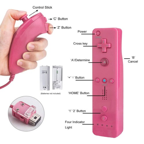 Built in Motion Plus Remote Controller & Nunchuck w/ Case for Nintendo Wii Wii U - Picture 2 of 27