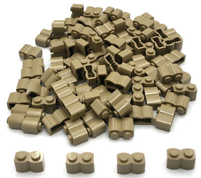 Lego 100 New Dark Tan Bricks Modified 1 x 2 Stud with Log Profile Building Block