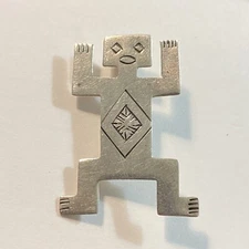Sterling Silver Brooch Pin Vintage Figure Deco 925 Boma 1.5” Retro Aztec Navajo