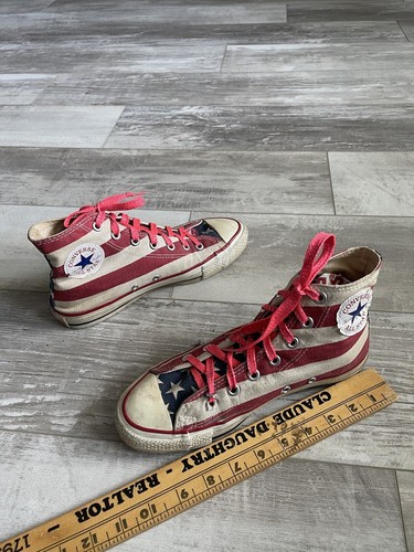 VTG 80'S CONVERSE Chuck Taylor Made in USA  American Flag Shoes Mens 6 - Picture 6 of 12