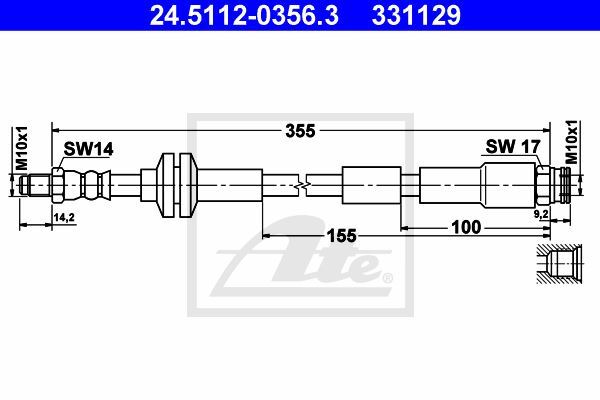 Flexible de frein pour Ford Ka 1.2 et Fiat 500 résistant aux fuites de liquide