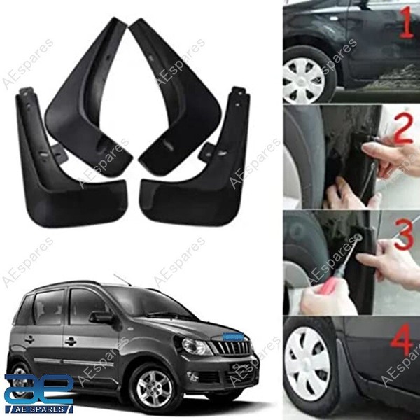 SchmutzfäNger Vorne Hinten 4Er Set Schwarz Kompatibel Mit Mahindra Quanto Aut...-image