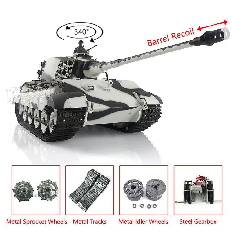 1/16 Henglong 7.0 King Tiger RTR IR BB RC Tank 3888A Metal Tracks Barrel Recoil - Image 4 of 4