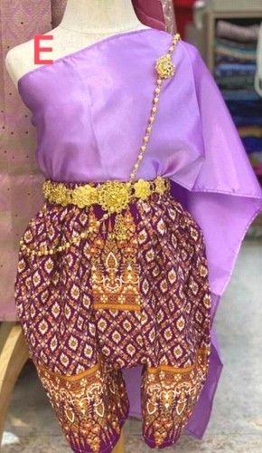 Thai Traditional Khmer Wedding Dress Kids Girl Thai Dance (Age 6 mo-12 yr) - Picture 7 of 11