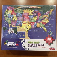 White Mountain Puzzles USA Map Floor Puzzle 48 Jumbo Pieces NEW SEALED