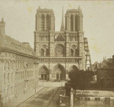 Frankreich Notre-Dame De Paris c1865 Foto Stereo Vintage Albumin § Sq