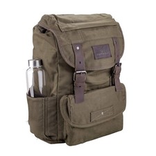 Waterproof Waxed Canvas Backpack for Men Travel Rucksack Leather Trimming Gr...