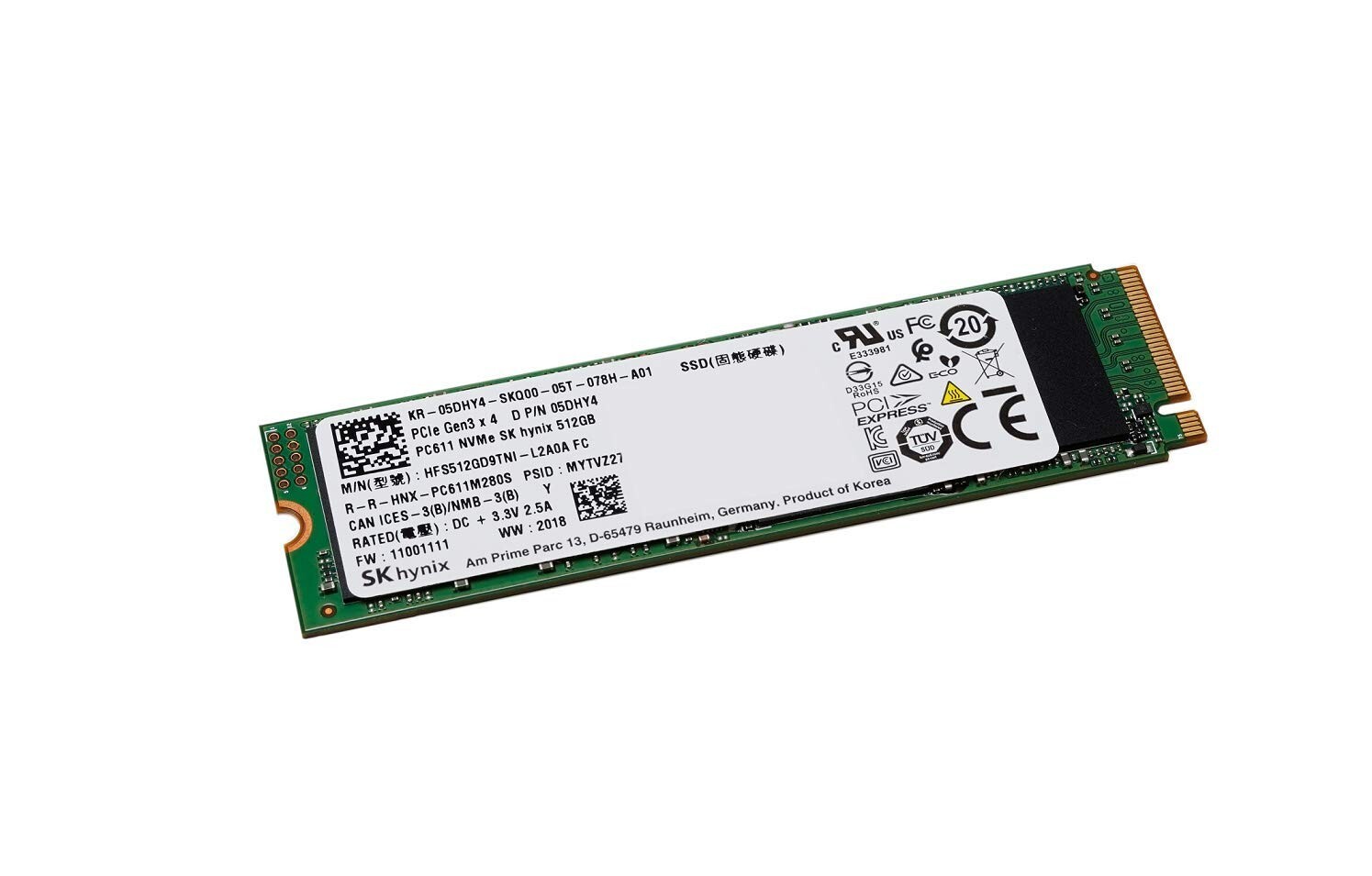 SKHynix512GBM.2PCIeNVMeSSDSingleslot