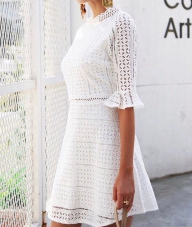 Simplee A Line Eyelet Mini Dress Simplee A Line Eyelet Mini Dress