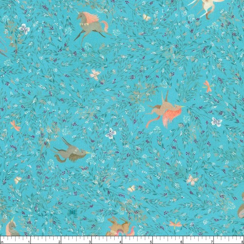 Robert Kaufman - Unicorn Meadow - Unicorn Floral - Blue, BTY - Picture 2 of 8