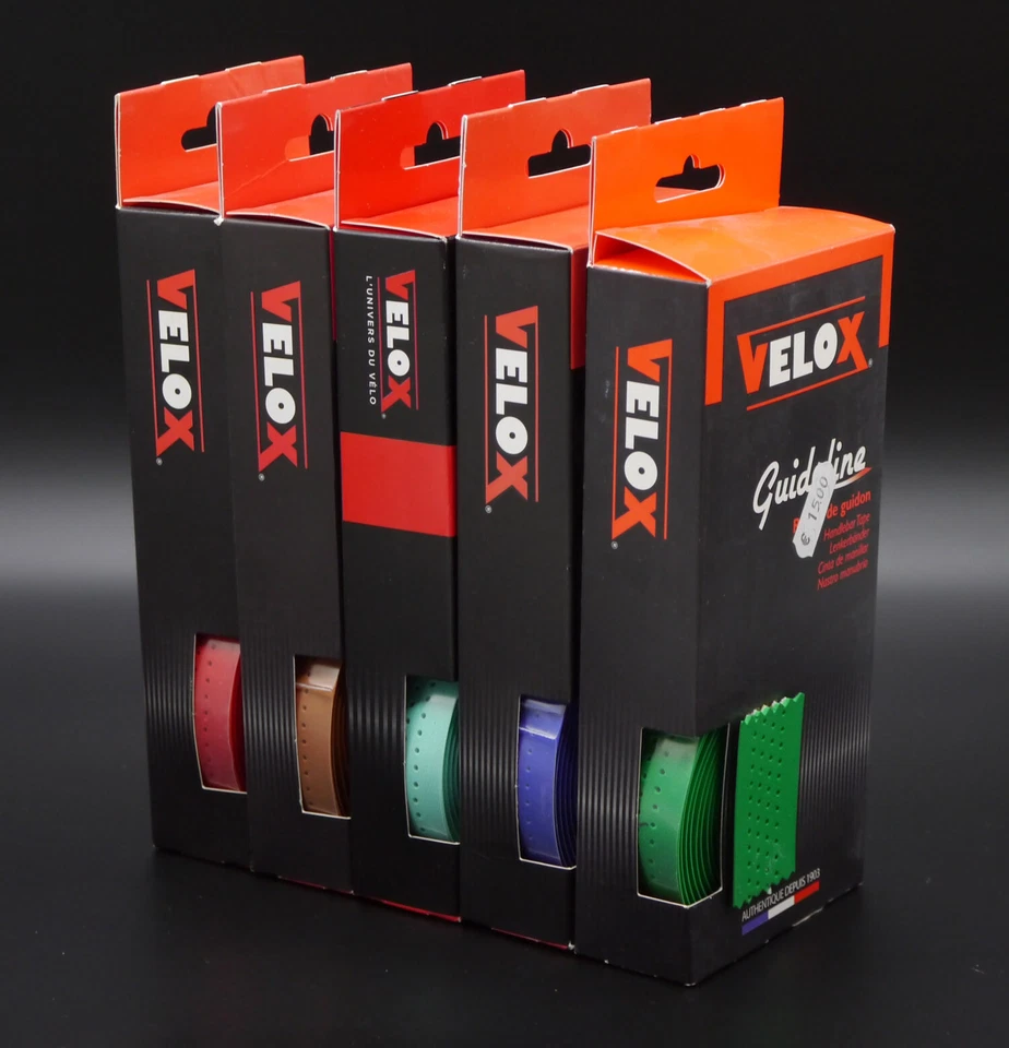 Correa de manillar VELOX cuero sintético imitación cuero perforado bicicleta de carretera rojo marrón celeste - NUEVO