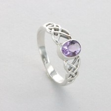 Natural Oval Purple AMETHYST Celtic Ring Multiple Sizes 925 STERLING SILVER 2e