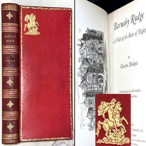c1910 BARNABY RUDGE CHARLES DICKENS LEATHER DRAGON GORDON RIOTS ENGLAND 18TH CEN