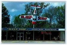 Baton Rouge Louisiana LA Postcard The Sleep Shop Exterior Plane Signage c1960's