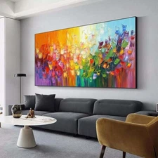 Green Abstract Hand painted Oil Painting Custom Living Room Decoration Hanging