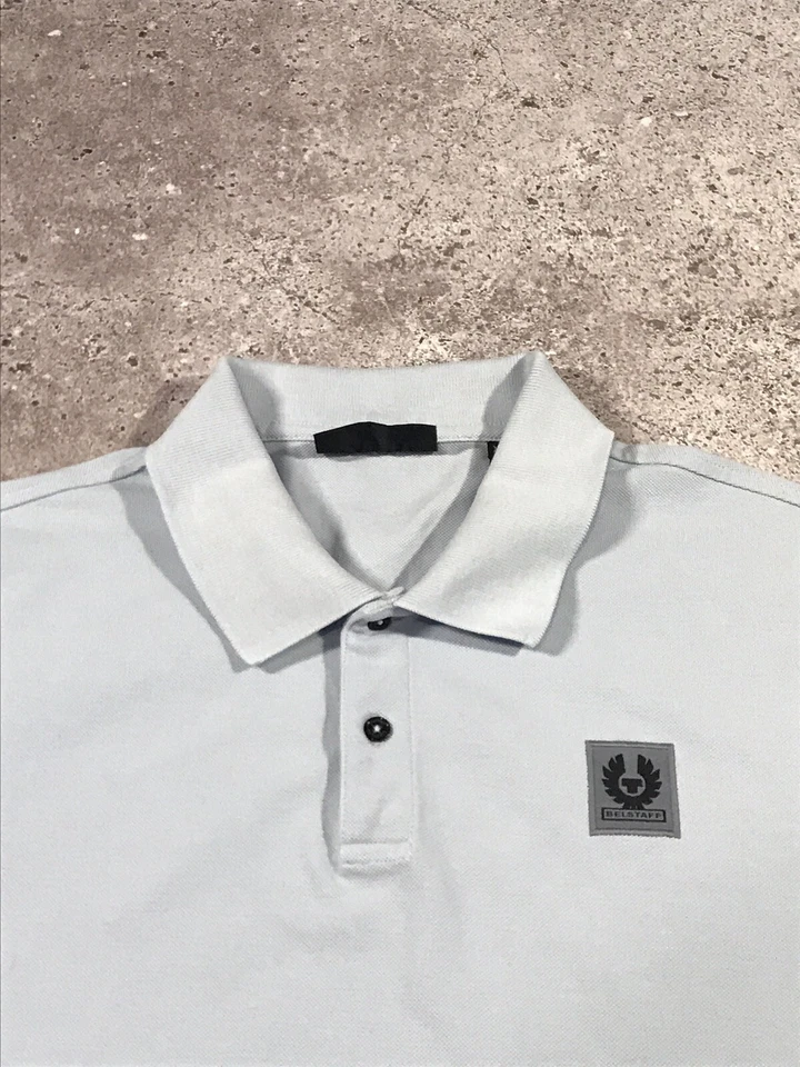 Camisa polo Belstaff Monitor MIcro Pique algodão horizonte azul GG - Imagem 4 de 4