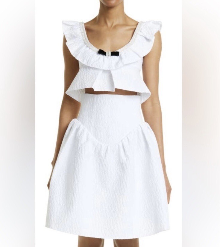 Shushu/Tong Ruffle Daisy Matelasse Crop Top and skirt set | eBay