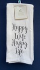(2) DEBORAH CONNOLLY  Happy Wife Happy Life KITCHEN DISH TEA TOWELS WHITE