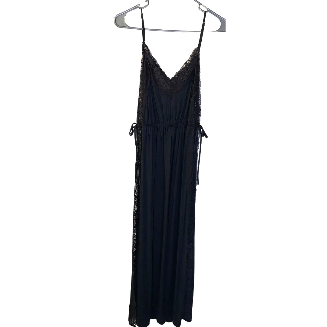 UNDERCOVER Abito donna Victoria's Secret maxi slip orlo pizzo taglia XS NUOVO nero lingerie