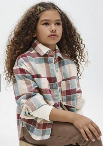 MAYORAL Plaid Hi-Lo Flannel Shirt /Overshirt - Multi ~ NWT Girls 12