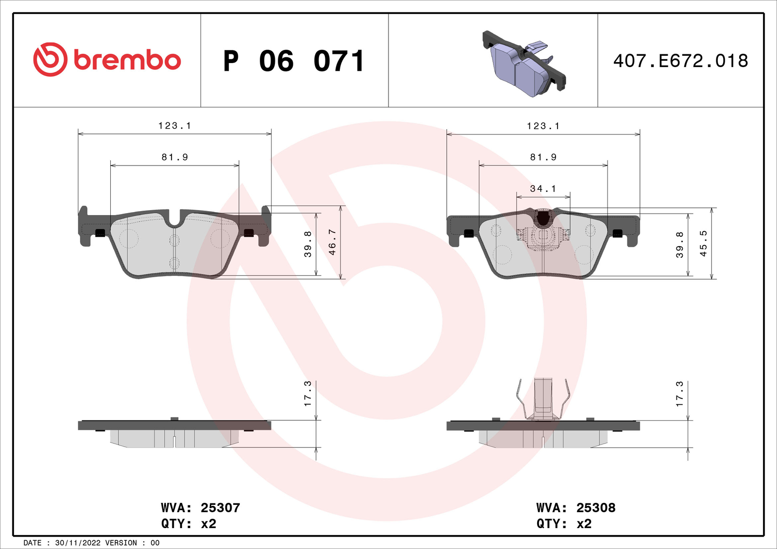 Brake Pads Set fits BMW 320D 2.0D Rear 2011 on Brembo 34206799809 34206873093 - Image 52