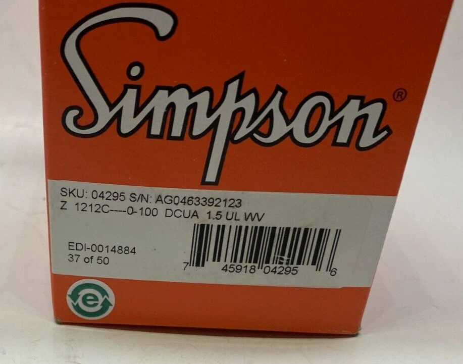 SIMPSON 04295 1.5" Analog DC Current Panel Meter (0 - 100V) - Prepaid Shipping - Image 3 of 4