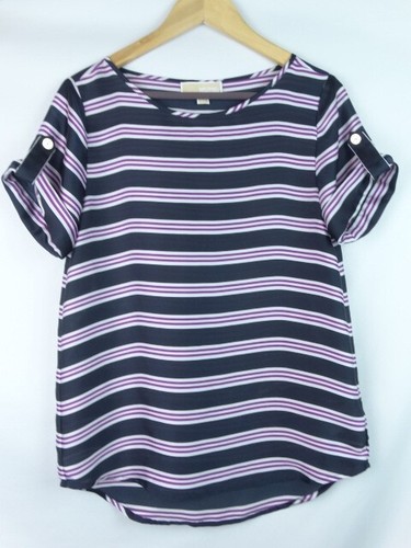 Michael Michael Kors Damen Top Gr. 6 Blau Gestreift Kurzarm Bluse - Bild 8 von 8