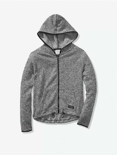 Victoria Secret Pink Alta Baja sweaterknit Sudadera Con Capucha Chaqueta  Con Cremallera Negro Blanco Gris XS | eBay