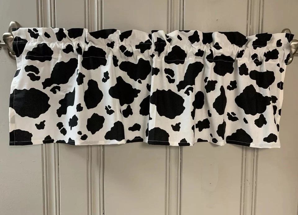 Painel cortina valance fazenda manchas de vaca cozinha quarto trailer campista tratamento de janela - Imagem 3 de 3