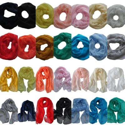 Seide LoopSchal Schlauchschal Rundschal Halstuch Tuch Langschal Schal Uni