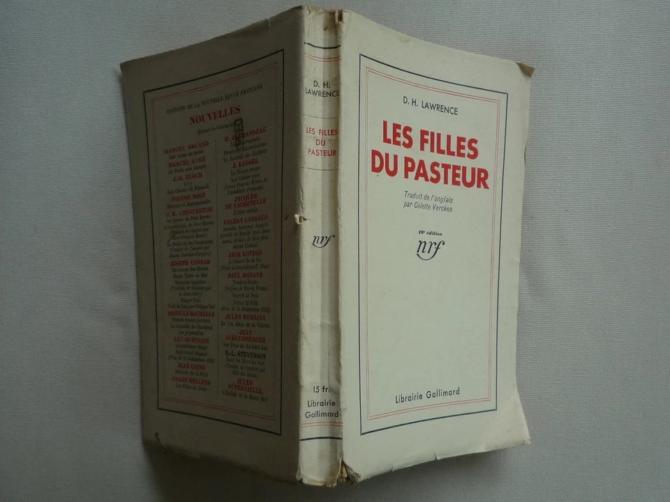 1933 LES FILLES DU PASTEUR DE D.H. LAWRENCE TRAD COLETTE VERCKEN CHEZ GALLIMARD - Photo 1/1