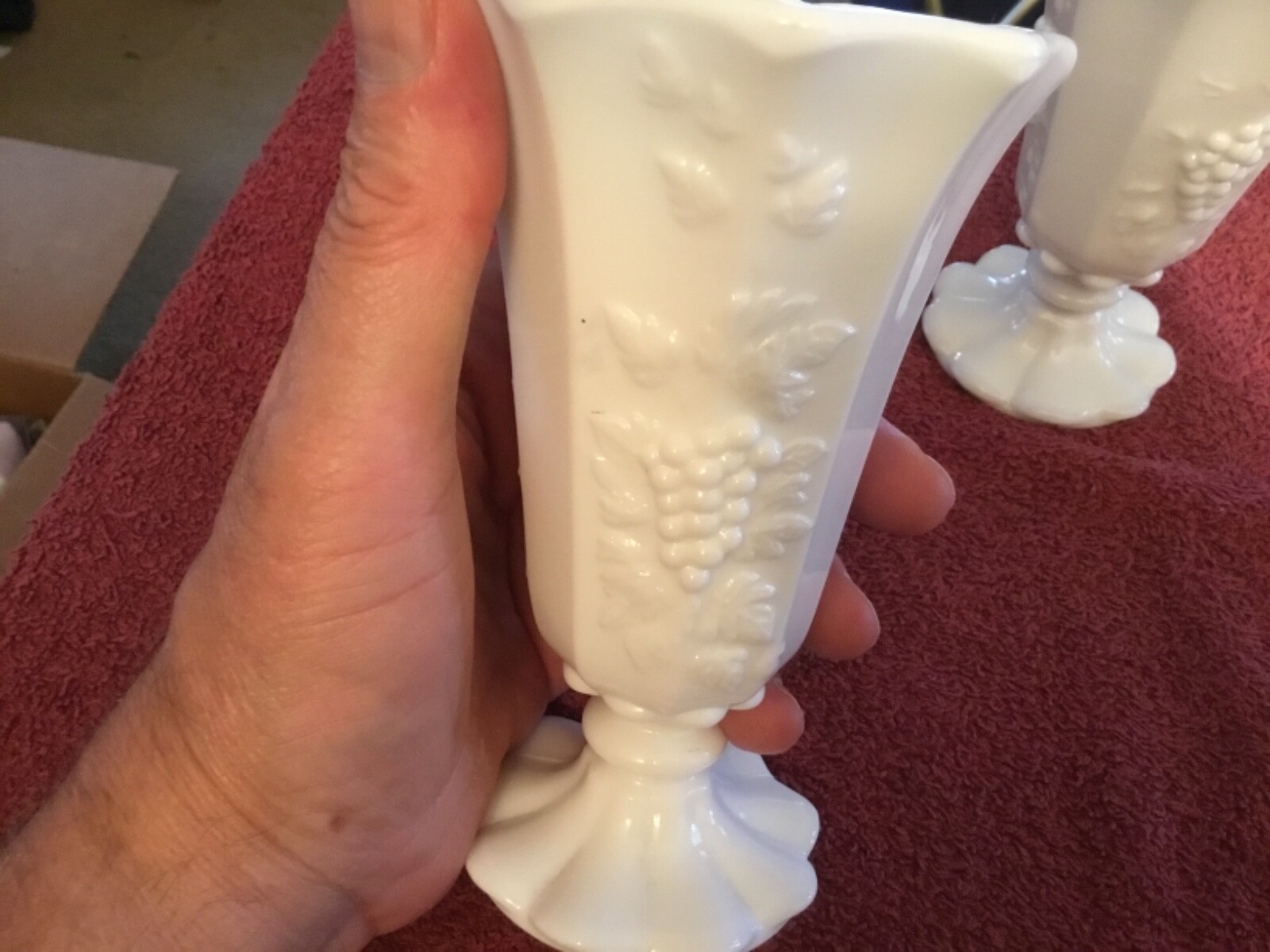 (2) White Milk Glass Vases eBay