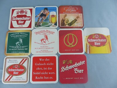 Lot of 10 different SOUS BOCK SCHWECHATER Coaster bierviltje Bierdeckel E63