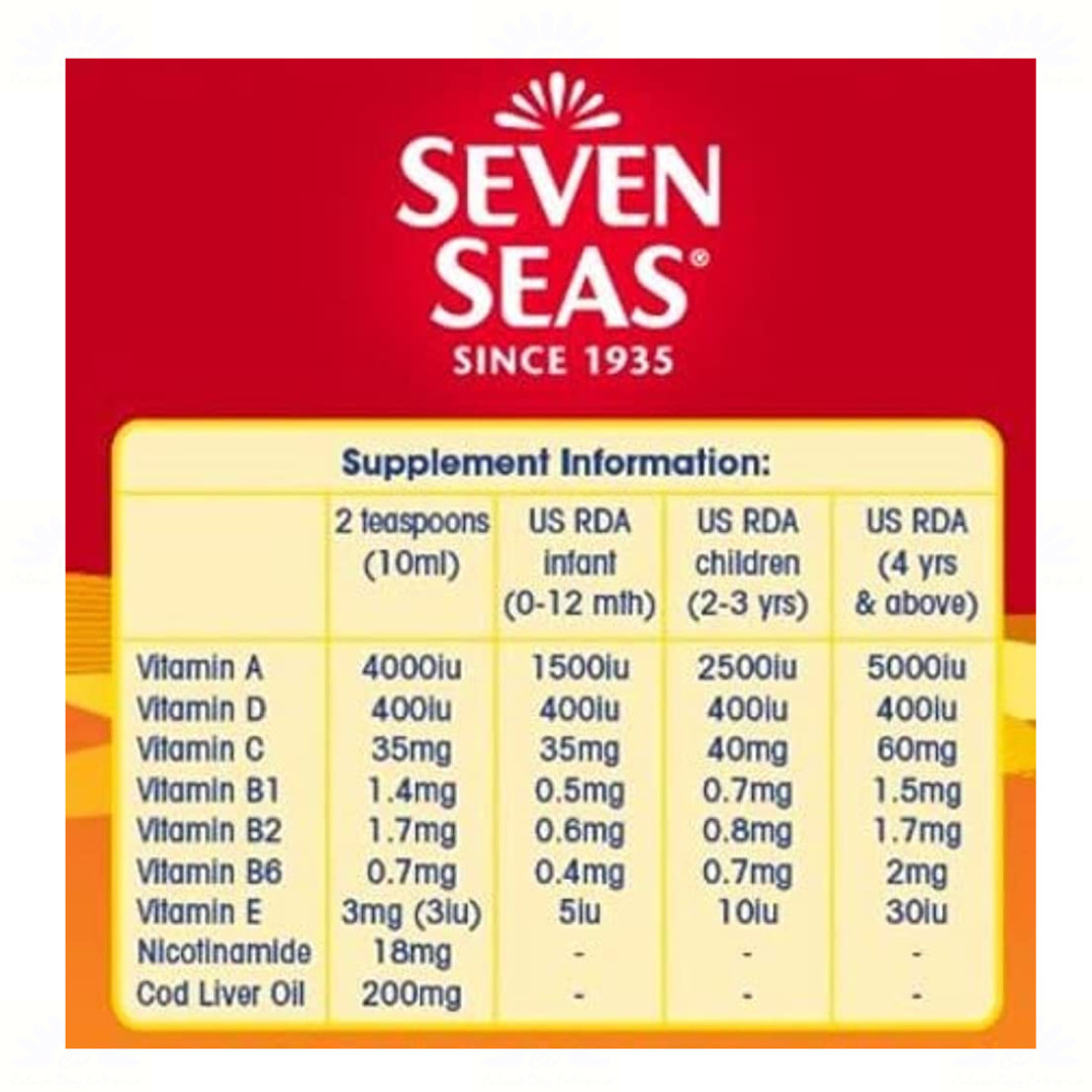 3 X Seven Seas Multivitamin Syrup Cod Liver Oil Orange Flavour for Kids 100ml