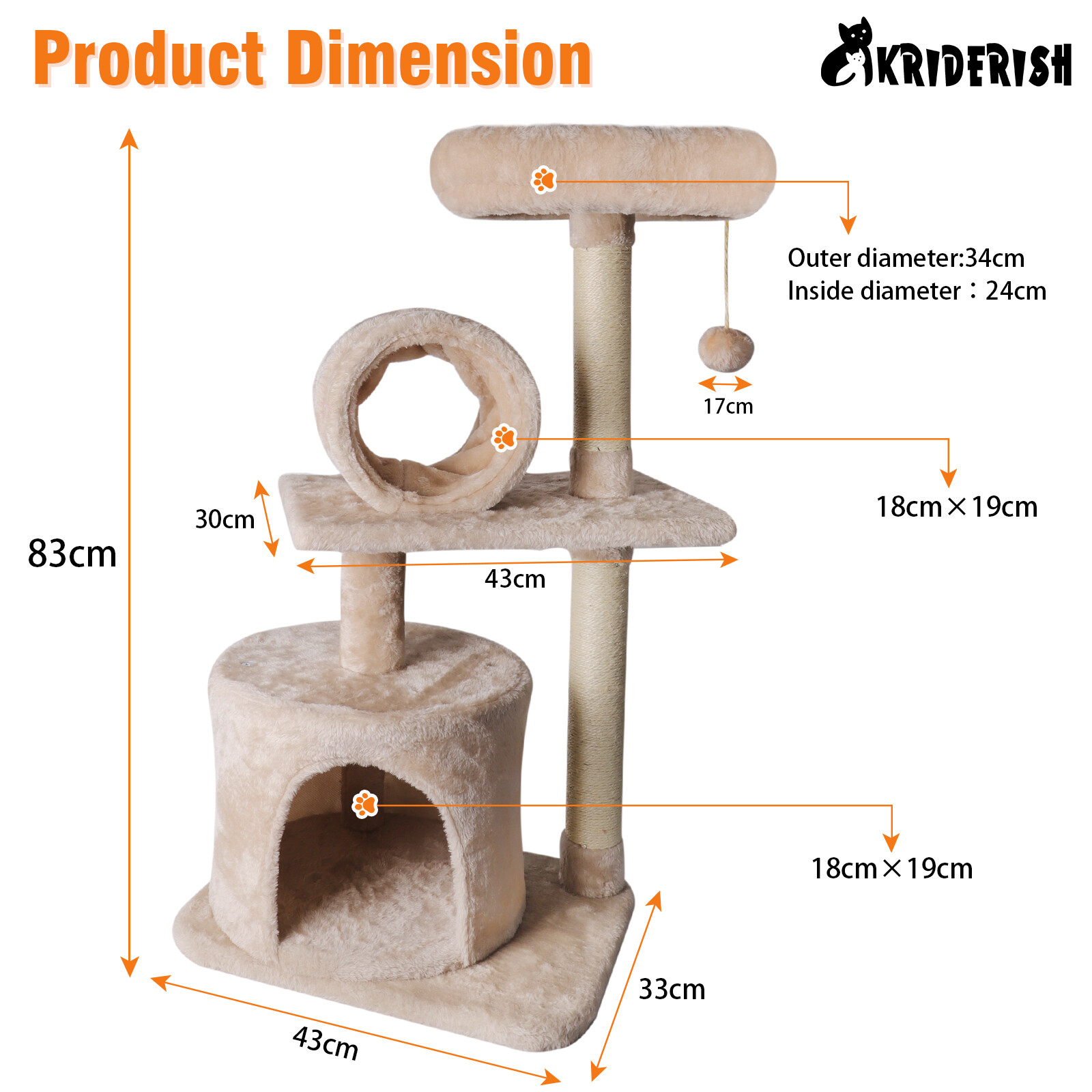 Large Cat Tree Tower Scratching Post Pet Climbing Post Activity Centre