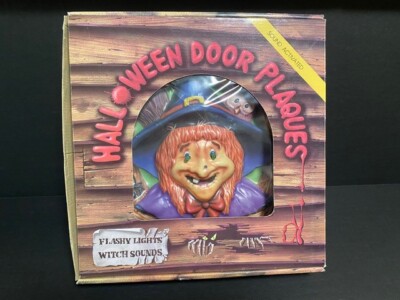 VTG Halloween Witch Door Plaque Sound Activated lights/sounds tested box incl.