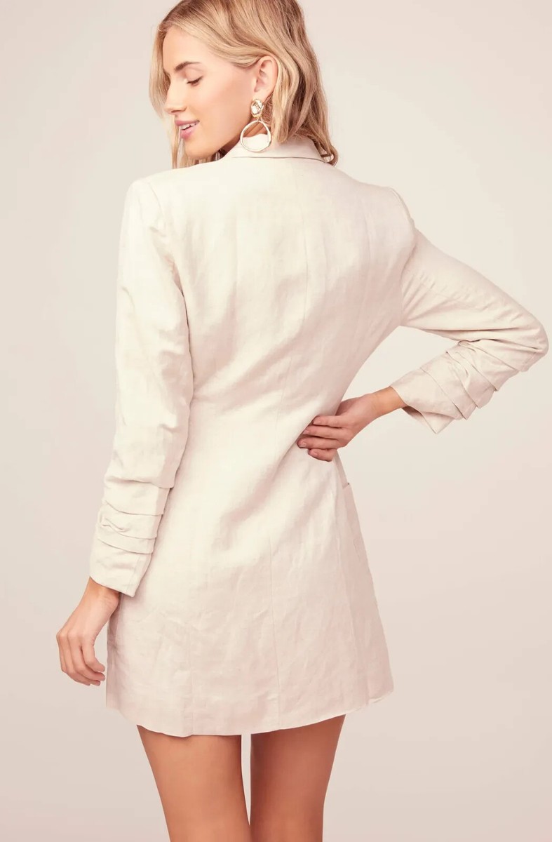 astr linen blazer dress ASTR the Label Natural Beige Linen Rayon Blazer Jacket Mini Dress S = 2/4  SAMPLE